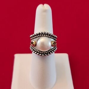 Honora 14K Gold 925 Sterling Silver Pearl Citrine Ring Size 7